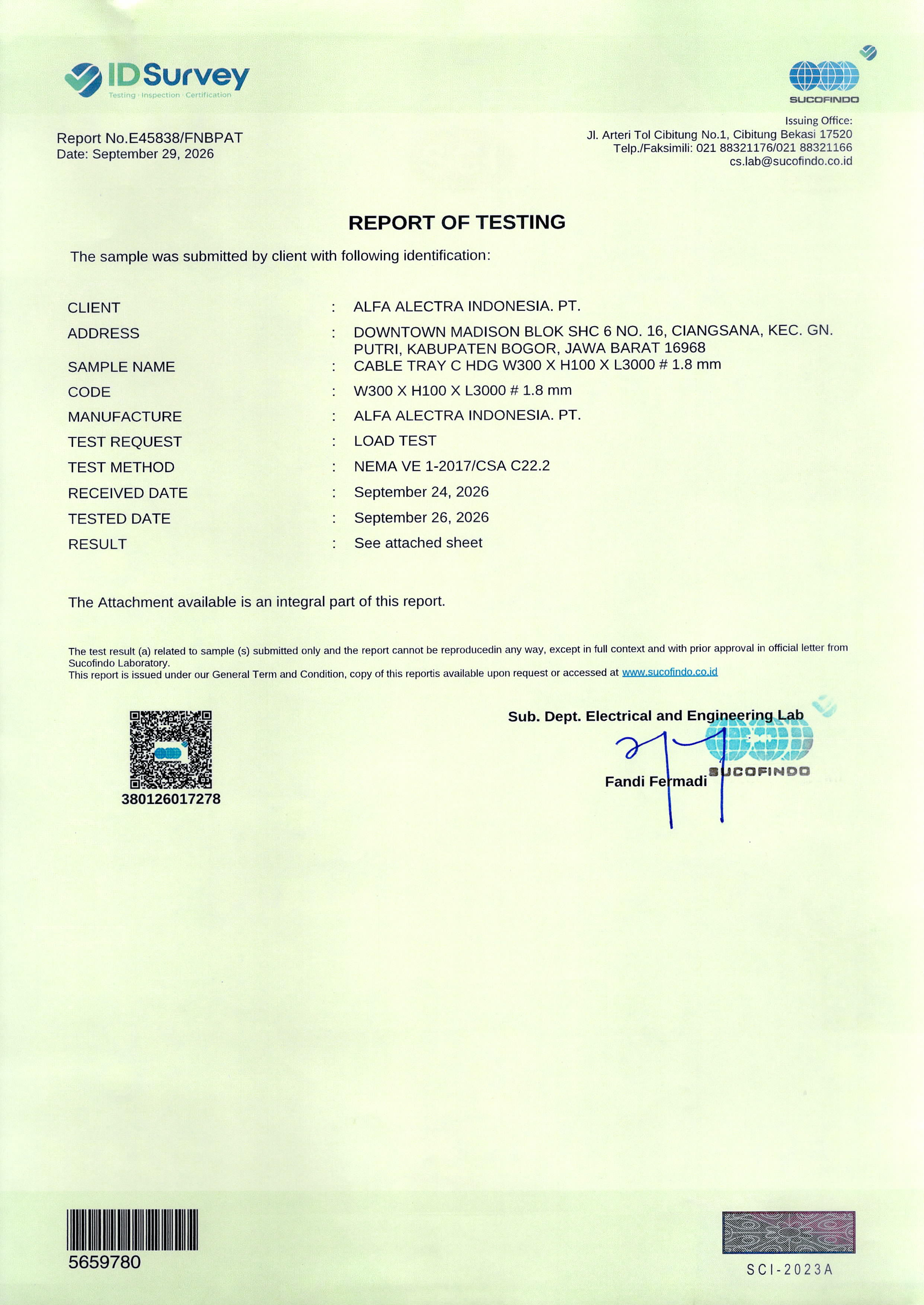 Load Test Certificate