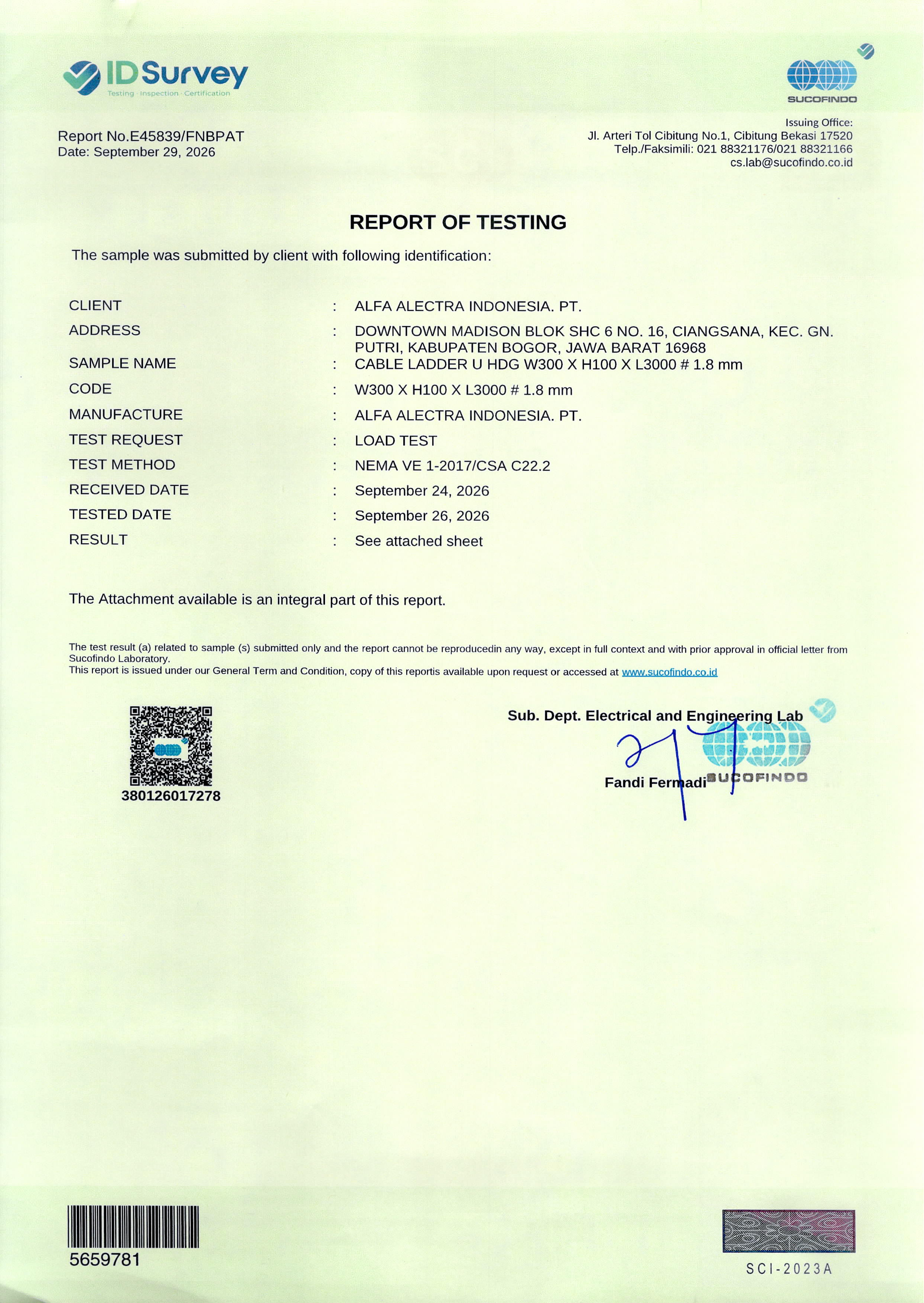 Load Test Certificate